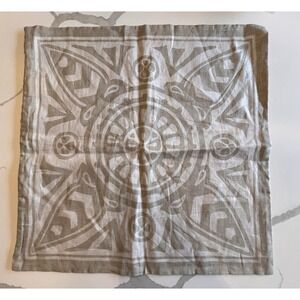 NEW Serena & Lily Medallion Pillow Cover 20"x20" Beige Linen Metallic